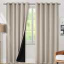 BGment Thermal Insulated 100% Blackout Curtains for Bedroom with Black Liner, Double Layer Full Room Darkening Noise Reducing Grommet Curtain (60 x 84 Inch, Cashmere, 2 Panels)