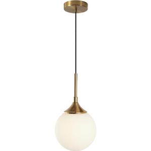 KCO Lighting Mid Century Modern Milk Glass Pendant Light Large White Globe Hanging Light Gold Ceiling Light Fixture 1 Light Pendant Lighting Brushed Brass Hanging Light Fixture KCO Lighting Mid Century Modern Milk Glass Pendant Light Large White Globe Hanging Light Gold Ceiling Light Fixture 1 Light Pendant Lighting Brushed Brass Hanging Light Fixture