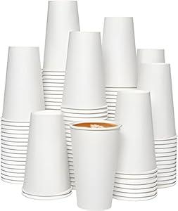 500 Pack 20 oz Coffee Cups, 20oz Disposable White Paper Cups Great for Home, Office, Event, Party, Restaurant, Hot & Cold Drinks. [500 Count] 20 Ounce Large XL Leak-Free Cups.