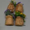 4 Pcs Burlap Bag Vases Fake Flowers Small Artificial Faux Plants for Farmhouse Home Coffee Table Bookshelf Office Desk Decorations Kitchen Dining Room Fake Plants Indoor