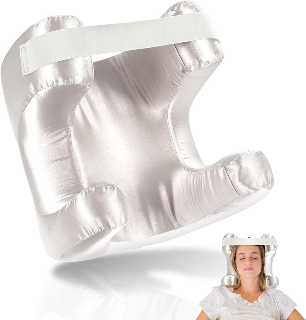 SAGUD Memory Foam Face Pillow for Side Sleeper Anti-Wrinkle Massage Bed Pillow with Soft Pillowcase Beauty Pillow for Sleeping Face Down, White