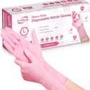 Disposable Nitrile Dishwashing Gloves, Extended 12 Inches Cuff, 6-mil, Cherry Blossom Cleaning Gloves, Latex-Free (Large)