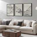 Large Framed Black and Beige Neutral Abstract Wall Art for Living Room, 3 Piece Modern Canvas Prints Paintings Artwork for Walls, Minimalist Lines Pictures for Hallway Stair Office Wall Decor 24x36 In, 24" W x 36" H x 3Pcs