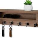 Nekon Key Holder Wall Mount, Wall Organizer Shelf with 5 Key Hooks, Room Decor for Home and Apartment Essentials, Brown