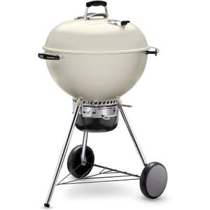 Weber Master-Touch Charcoal Grill, 22-Inch, Ivory Premium Outdoor BBQ Grill with Tuck-Away Lid Holder & OneTouch Cleaning System, PorcelainEnameled Kettle
