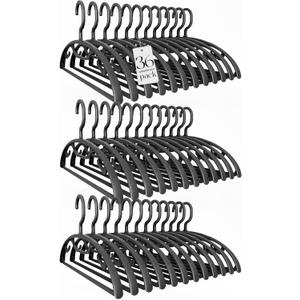 HOUSE DAY Plastic Clothes Hangers 36 Pack, Sweater Hangers No Shoulder Bump, Thick Heavy Duty Coat Hanger for Closet, Black Wide Hanger with Non-Slip Hook for Sweaters, Suits, Dresses, Jackets, Pants