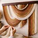 Macrame Wall Hanging Handmade Woven Macrame Tapestry, Textured Neutral No-Faded Earthy Boho Wall Decor, Foldable Macrame Wall Art for Bedroom, Living Room, Headboard or Fireplace 32" 29" (Terracotta)