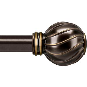 Lootkell Bronze Curtain Rods for Windows 48 to 84 Inches Adjustable Length Heavy Duty 7/8" Diameter Brown Window Curtain Rod with Decorative Finials for Outdoor Farmhouse Bedroom Kitchen Living Room (36"-88"|1 Pack)