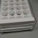 Egg Container Holders Dispenser for Refrigerator 40 Eggs, 2 Tier Clear Stackable Holder Tray with Drawer for Fridge, Storage Container with Handles for Refrigerator, Countertop, White
