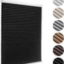 MYshade Blackout Cordless Cellular Shades Honeycomb Shade for Indoor Windows Room Darkening Blinds for Home Office Pull Down Window Shades Easy to Install 22 inch Wide, H48 Pleated Shade Black