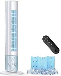 Evaporative Air Cooler, 35" Windowless Air Conditioner Portable, 3 Speeds, 1.2L Water Tank, 3 Ice Packs, 20ft Remote, 7H Timer, No Hose No Window Needed,70 Oscillating Portable AC Unit for Room