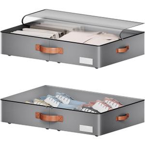 Under bed Storage With Wheels,Low profile 5.5 inches Height Storage Bins,Rolling Under bed Shoe Storage Containers,Under bed Storage Drawers for clothes & blankets