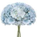 FLORRALIA Fake Blue Hydrangea Artificial Flowers - Faux Silk Hydrangeas Flowers Heads with Stems Real Touch for Home Wedding Party Table Decor(Light Blue)