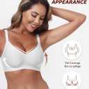 Wireless Comfortable Bra Seamless No Underwire Bras Full Coverage Push Up Women Wirefree Bras with Support (White, 34D) 