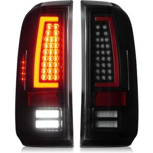 Tail Lights Compatible with Ford F250 F350 F450 F550 Super Duty 2008-2016, LED Tube Rear Brake Lamp Taillights Assembly, Black Housing Smoked Lens