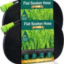 Soaker Hose - Flat Soaker Hose 150 FT for Garden Beds, Garden Soaker Hoses with Heavy Duty, Double Layer Sprinkler Drip Soaker Hoses 2 Pack