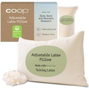 Coop Home Goods Adjustable Latex Pillow Queen, with Talalay Latex & Microfiber Fill, Best Pillows for Sleeping, Naturally Cooling, Eco-Friendly, Medium Firm Pillow for Back, Stomach or Side Sleepers 