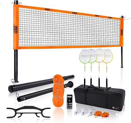 GSE Professional Badminton Set, Backyard Sports Net Game, for Outdoor