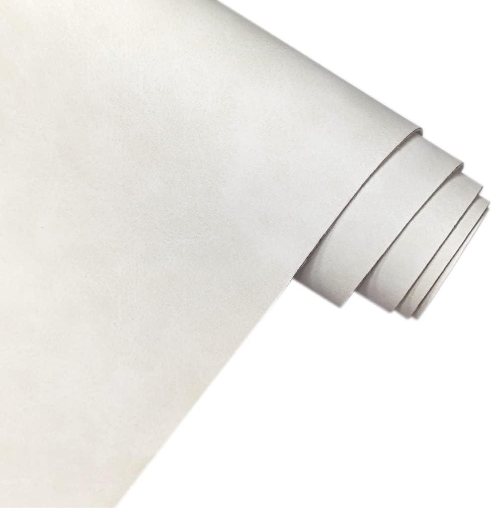 XHT 30 x 135 cm Suede PU Faux Leather Fabric, Soft Smooth Crafts Synthetic Fabric for DIY Handicraft Wallets Bags Making, White