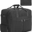 100L Foldable Large Travel Duffle Bag for Men and Women, Packable Duffel Bags with Shoe Compartment, Water Repellent & Tear Resistant (Black)