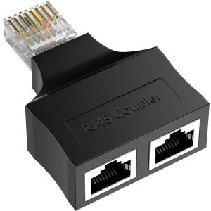 RJ45 Ethernet Splitter,Ethernet Netork Adapter 1 Male to 2 x Female Super Cat6 LAN Network Adapter Cable Splitter Adopter Suitable Super Cat5,Cat5e,Cat6,Cat7,Cat 8 Socket Connector One Internet