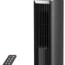 PNTCK Fan for Bedroom, 13" Tower Fan with Remote, 4 Modes 4 Speeds Max 24ft/s, 70 Oscillating Desk Fan, 12H Timer Portable Fans, Cooling Fans for Office, Home Black