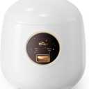 Bear Mini Rice Cooker 2 Cups Uncooked, 1.2L Portable Non-Stick Small Travel Rice Cooker, BPA Free, One Button to Cook and Keep Warm Function, White