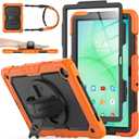 SEYMAC stock Case for Samsung Galaxy Tab A11+ Plus/A9+ Plus 11'', Full-Body Drop Protection Case with Screen Protector Pencil Holder [360 Rotating Hand Strap] &Stand, Orange+Black