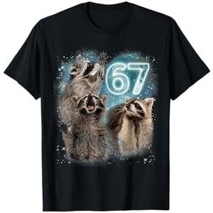 67 Meme Racoon Howling at The Moon 67 T-Shirt 6 7 Halloween T-Shirt, Size Large