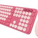 seenda Wireless Bluetooth Keyboard and Mouse Combo, COE202 Round Cute Keycaps, 3 Multi-Device Connection, Full Size Wireless Keyboard Mouse Compatible for PC/Laptop/Mac/MacBook/iPad/Tablet, Pink