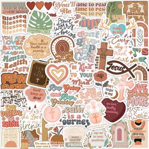 4 x 105 Pcs Boho Motivational Stickers, Holographic Vintage Aesthetic Inspirational Boho Jesus Faith Stickers for Christians, God Healing Sticker for Water Bottles Laptops Books