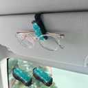 2PCS Glasses Holders for Car Sun Visor, Fashion Bling Crystal Rhinestones Car Eyeglasses Sunglasses Hanger Mount with Ticket Card Clip, Universal Vehicle Visor Accessories for Women Men (Lake Blue)