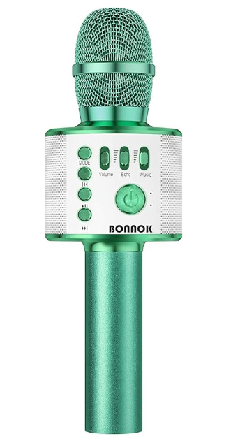 BONAOK Wireless Bluetooth Karaoke Microphone, 3in1 Portable Handheld Mic Speaker for All Smartphones, Gifts for Boys Kids Adults All Age Q37(Green)