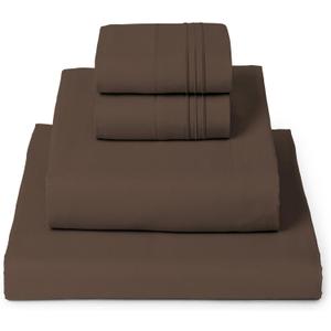 Mellanni King Sheets Set - 4 PC Iconic Collection Bedding - Hotel Luxury, Extra Soft, Cooling Bed Sheets - Wrinkle, Fade, Stain Resistant (King, Brown)