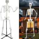 7.9Ft Skeleton Decor with Metal Stand,Halloween Skeleton Life Size Skeleton Realistic Plastic Human Bones for Halloween Dia de Los Muertos Decoration (Gray)