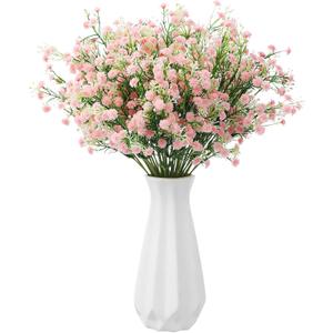 Lyrow 12 Pcs Spring Babys Breath Flowers Wedding Artificial Flowers Bulk Fake Gypsophila Babys Breath Bouquet Sprays Faux Floral for Home Vase Floral Arrangement Mother's Day Decor(Light Pink)