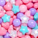 Ball Pit Balls Pack of 100 200 500 - Star and Round Set BPA Free Phthalate Free Non-Toxic Crush Proof Play Balls Soft Plastic Balls for Toddlers Baby Kids Birthday Pool Tent Party