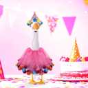 BOXOB Birthday Porch Goose Outfit, Cute Conical Hat and Gauze Skirt Costume for 17 Inch 23 Inch Cement & Plastic Goose Garden Lawn Yard Decoration (Pink)