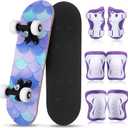 Honoson 7 Pcs Skateboard for Toddlers Beginners Knee Elbow Pads Wrist Guards Gear Set (Age 2-5 Kids 17 x 5''), Purpl