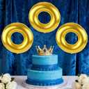 12pcs Gold Ring Birthday Party Balloons, 28in/71cm Large Foil Gold Ring Balloons for Birthday Baby Shower Cartoon Theme Party Carnival Room Decor Supplies