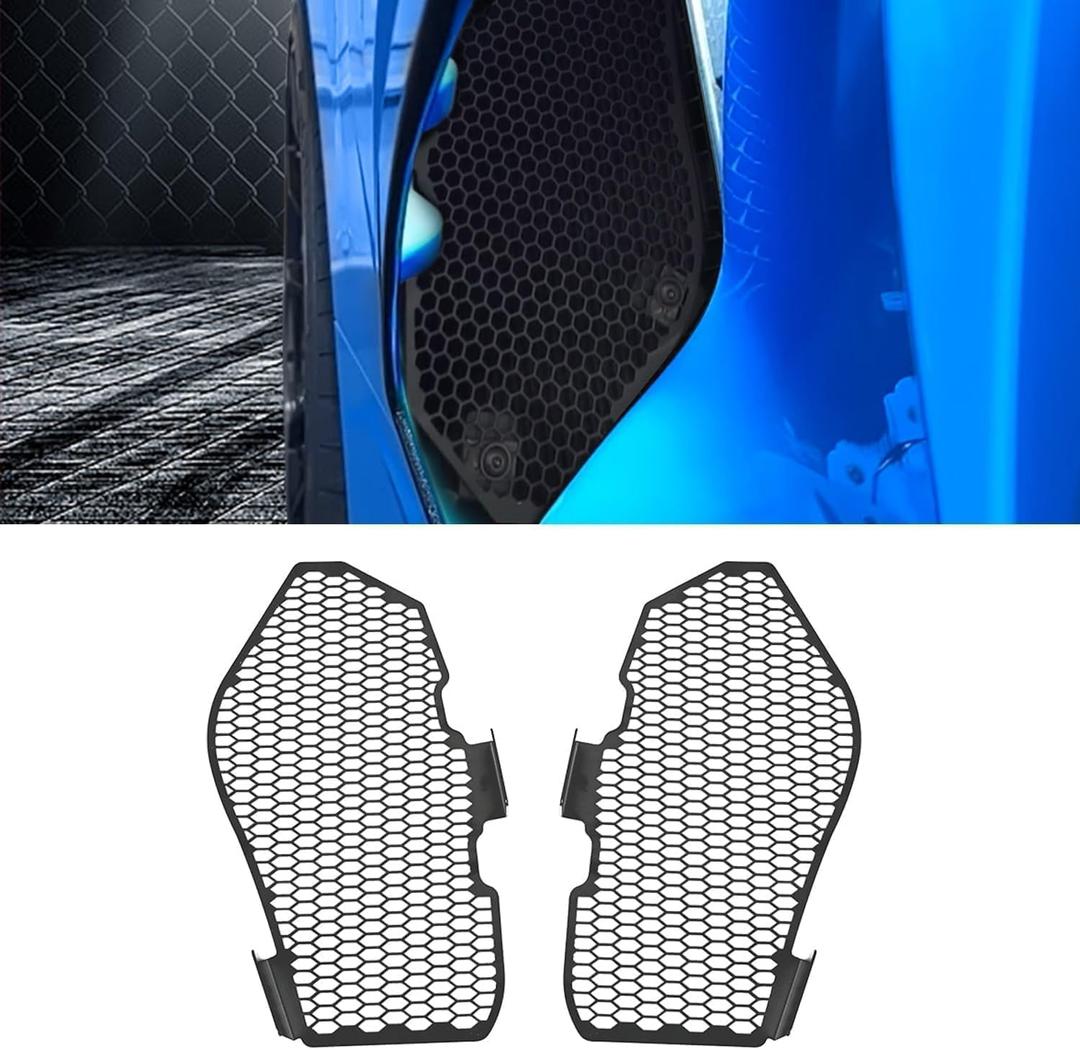 2PCS Black Side Intake Mesh Grilles Insert,OEM Style Aluminum Driver and Right Passenger Side Radiator Air Intake Vent Guards Mesh Set Accessories for Corvette C8 Stingray Z51 2020+
