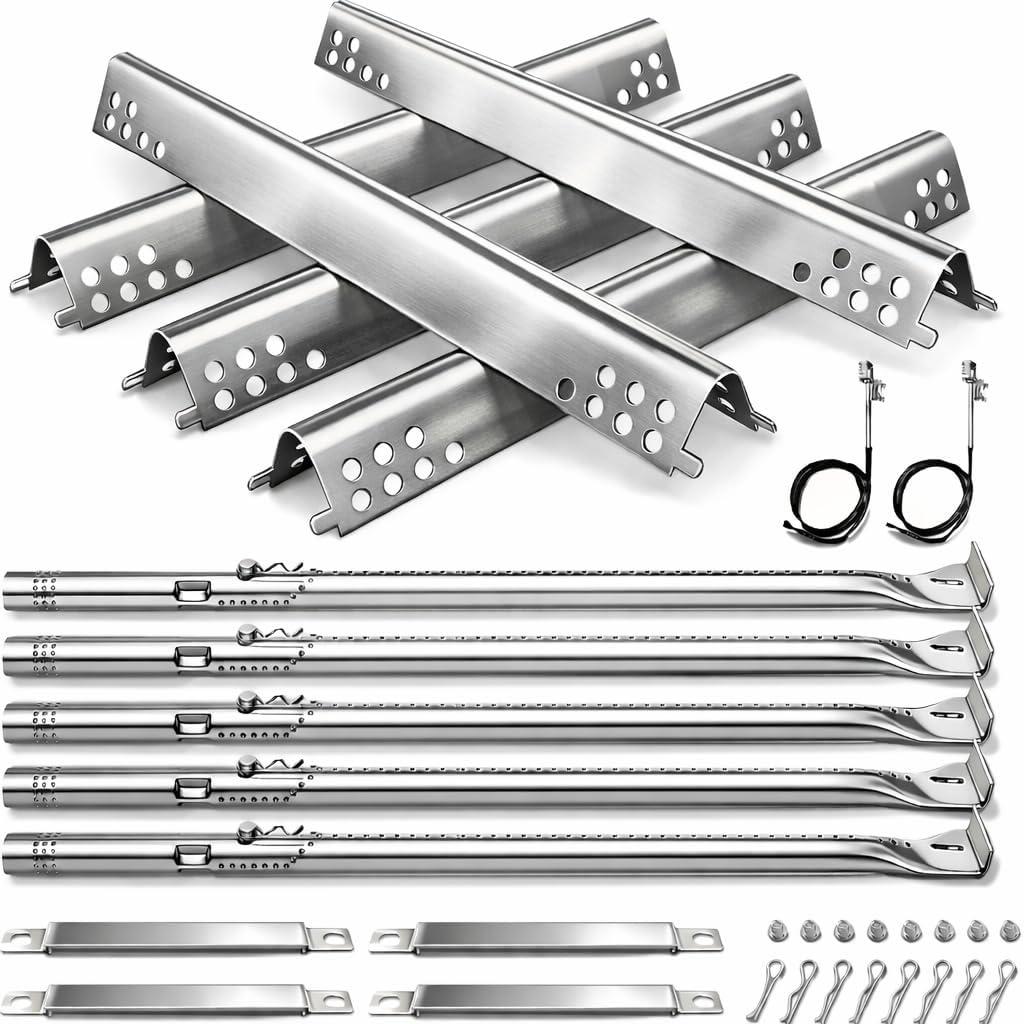 Utheer Grill Replacement Kit for Charbroil Performance 5 Burner 463347519 463347518 463275717 463243518, 475 4 Burner 463347017, 463673017, 463376018P2 Liquid Propane, Grill Burner Tubes, Heat Plates