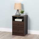 Prepac Astrid Simplistic Nightstand Side Table with 2 Drawers and Open Shelf, Functional Bedside Table 15.5" D x 16" W x 24.5" H, Espresso, EDNH-0402-1