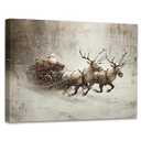 WODMIS Vintage Christmas Santa and Reindeer Wall Decorations Framed Canvas Art, Rustic Cozy Winter Snowy Xmas Santa Decor Canvas Home Decorations for Home Bedroom Living Room Wall Decor 11x14