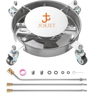 JOEJET Undercarriage Pressure Washer Attachment, Undercarriage Cleaner with 4 Wheels, 14 Inch Under Car Washer, 3 Power Washer Extension Wands, 4000 PSI