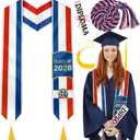 3 x 4Pcs Graduation Flag Stole Sash Class of 2026 with Grad Cap Tassel Scroll Honor Cord