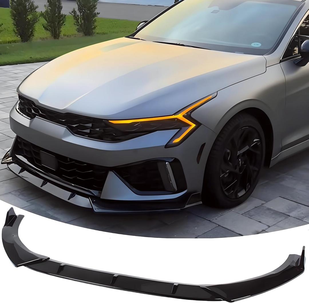 STSEV01 Front Bumper Lip Splitter Spoiler Compatible with KIA K5 EX/LX/LXS/GT 2021-2026 & Kia K5 GT/GT-Line 2025 2026, 3pcs Air Dam Chin Body Kit Underbody Lip Accessories (Gloss Black)