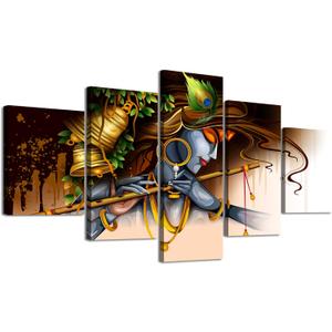 Living Room Wall Decor Indian Krishna Pictures Canvas Print Paintings Modern Artwork Home Decor 60" Wx32 H Wooden Framed