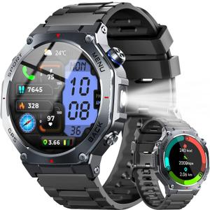 Military Smart Watch for Men with Dual-Band GPS, 5ATM Waterproof, 1.43 AMOLED Fitness Watch, Heart Rate Blood Oxygen Sleep Monitor, 160+ Sport, Bluetooth Calling Smartwatch for Hiking Running Outdoor