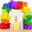 RUBFAC 189pcs Rainbow Balloon Garland Arch Kit, 7 Assorted Colors 5/12/18 Inch Latex Balloons for Birthday Party Baby Shower Wedding Anniversary Decoration